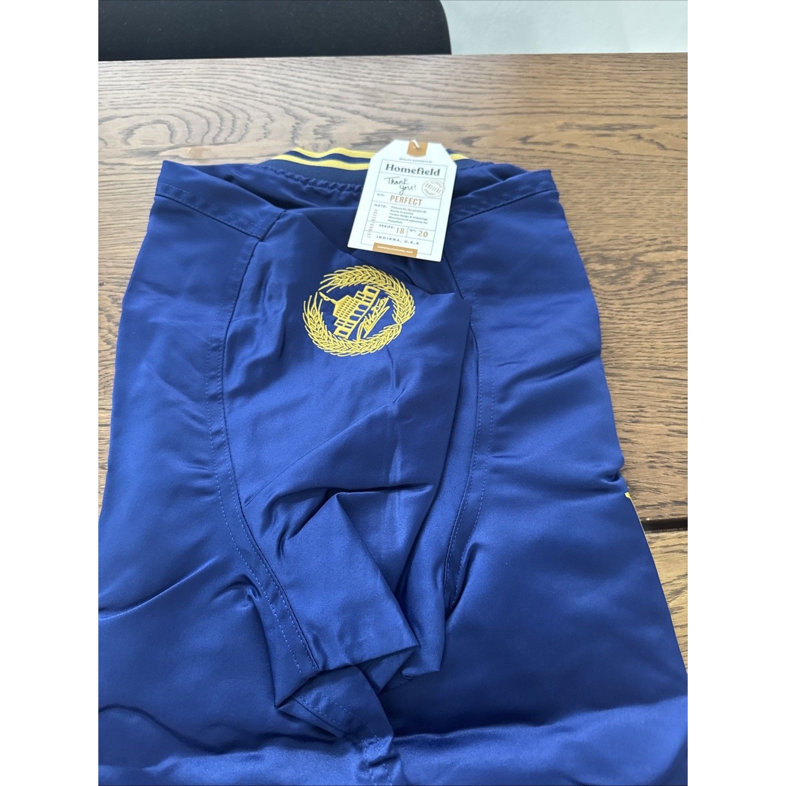 Modelo Cerveza Bomber Pullover Jacket Size L Navy Blue Gold Nwt Homefield Campus — image 2 of 8